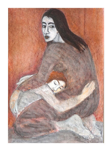 Mutter mit Sohn, Urheberrecht Katharina Kretschmer by Katharina Kretschmer, Painting for Sale on Select