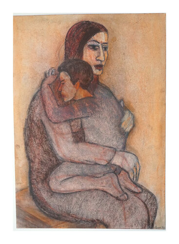 Mutter mit Sohn (Kosovo), Urheberrecht Katharina Kretschmer by Katharina Kretschmer, Painting for Sale on Select
