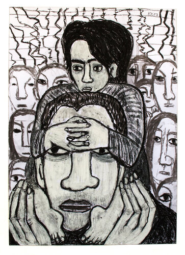 Sınır Dış (Abschiebung), Urheberrecht Katharina Kretschmer, Verkauf möglichst als gesamten Toprak Ana Zyklus by Katharina Kretschmer, Drawing for Sale on Select