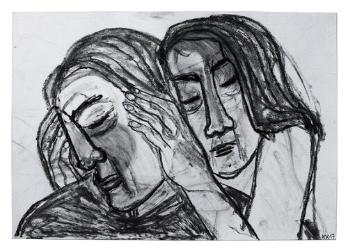 Teselli Etme (Tröstung), Urheberrecht Katharina Kretschmer, Verkauf möglichst als gesamten Toprak Ana Zyklus by Katharina Kretschmer, Drawing for Sale on Select