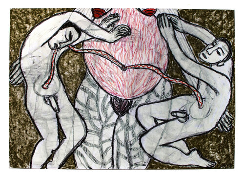 Bağlarını Koparmak (Abnabelung), Urheberrecht Katharina Kretschmer, Verkauf möglichst als gesamten Toprak Ana Zyklus by Katharina Kretschmer, Drawing for Sale on Select
