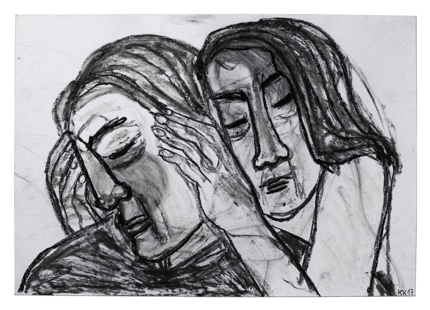 Teselli Etme (Tröstung), Urheberrecht Katharina Kretschmer, Verkauf möglichst als gesamten Toprak Ana Zyklus Katharina Kretschmer Drawing for sale