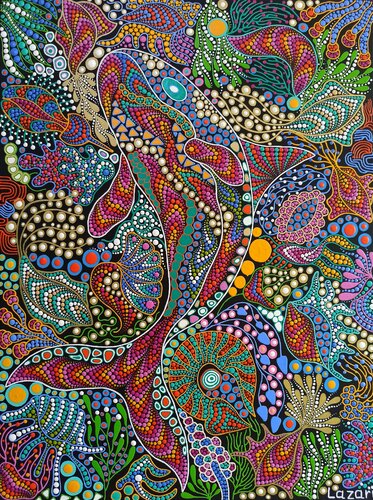 Beneath the Azure Depths by Oxana Lazari, Painting for Sale on Select