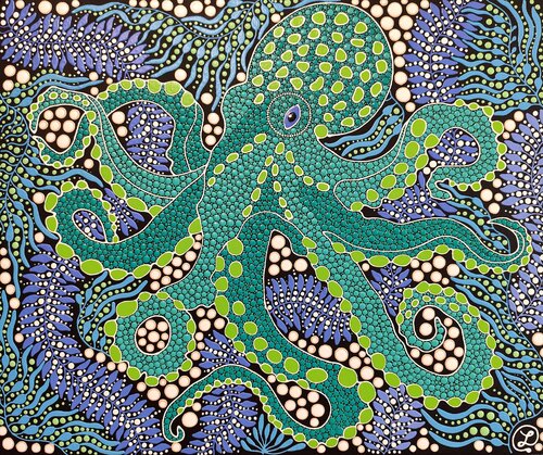 Octopus 2 by Oxana Lazari, Painting for Sale on Select