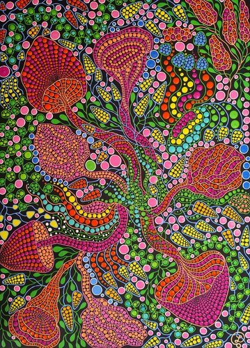 Mushrooms Forest by Oxana Lazari, Painting for Sale on Select