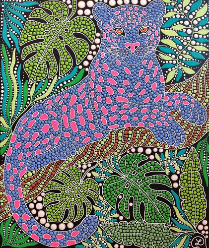 Leopard in the Lush Garden by Oxana Lazari, Painting for Sale on Select
