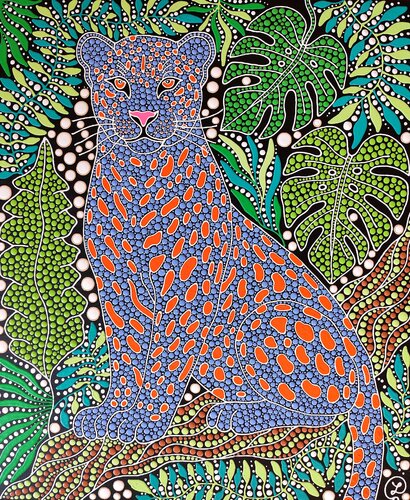 Leopard in the Lush Garden 2 by Oxana Lazari, Painting for Sale on Select