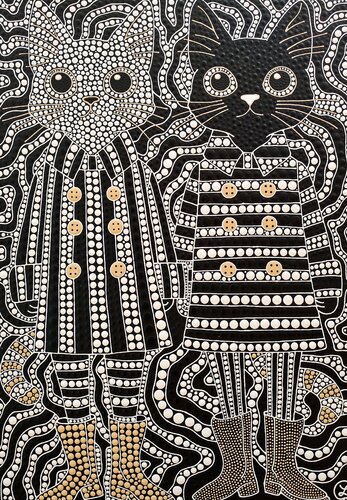 Black and white friendship by Oxana Lazari, Painting for Sale on Select