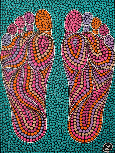 Psychedelic Footprints by Oxana Lazari, Painting for Sale on Select