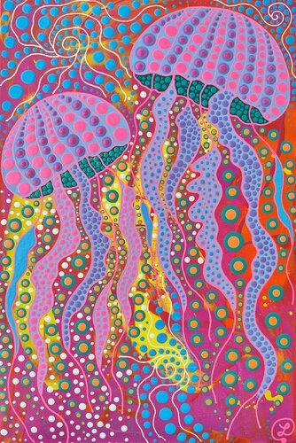 Celestial Jellyfish by Oxana Lazari, Painting for Sale on Select