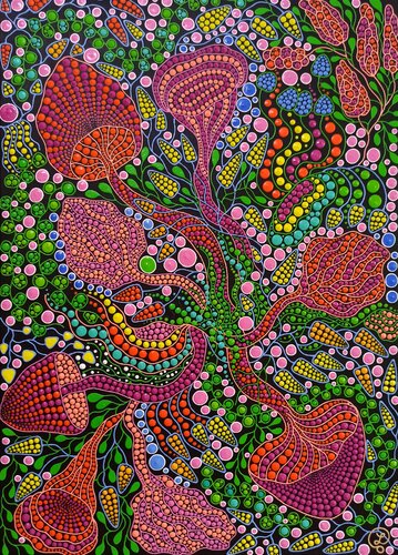 Mushrooms Forest by Oxana Lazari, Painting for Sale on Select