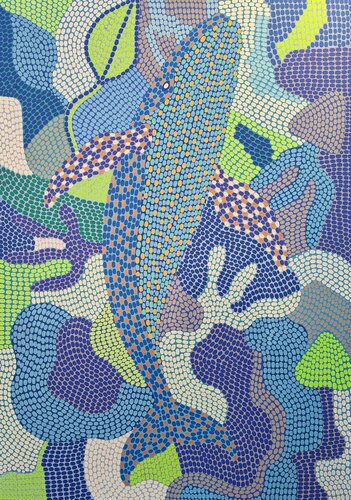 Whale in Mosaic Sea 2 by Oxana Lazari, Painting for Sale on Select