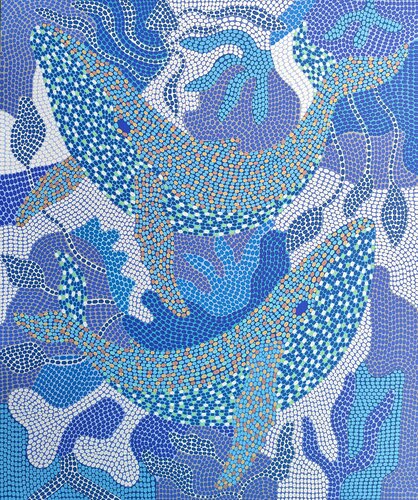 Mosaic Whales by Oxana Lazari, Painting for Sale on Select