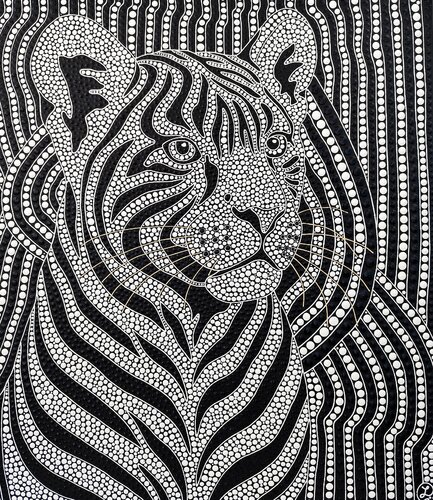 Psychedelic Tiger by Oxana Lazari, Painting for Sale on Select