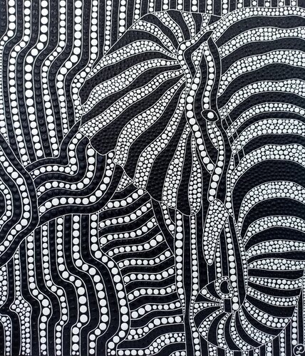 Black and White Abstract Elephant by Oxana Lazari, Painting for Sale on Select