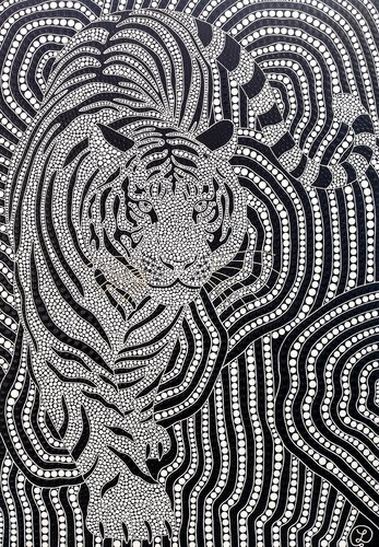 Psychedelic Tiger by Oxana Lazari, Painting for Sale on Select