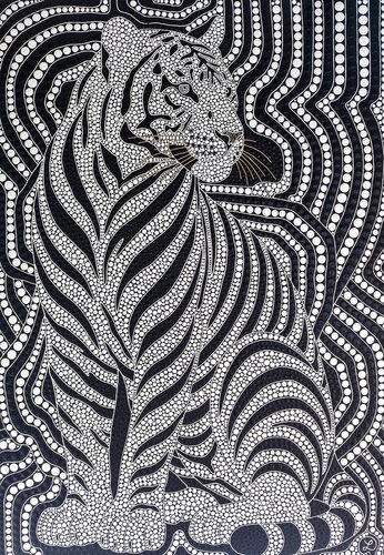 Tiger in the Labyrinth by Oxana Lazari, Painting for Sale on Select