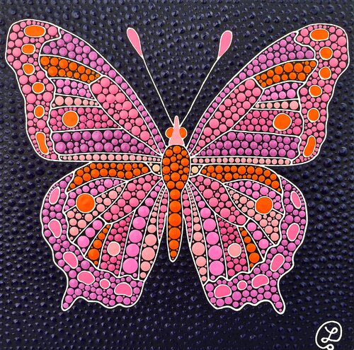 Pink Butterfly by Oxana Lazari, Painting for Sale on Select