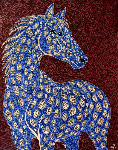 Cobalt Horse von Oxana Lazari, Malerei kaufen auf Select