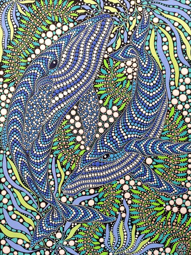 Whales in the Ocean Garden 2 von Oxana Lazari, Malerei kaufen auf Select