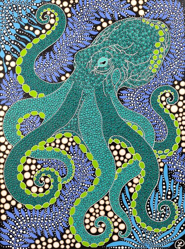 Octopus of the Deep Sea von Oxana Lazari, Malerei kaufen auf Select