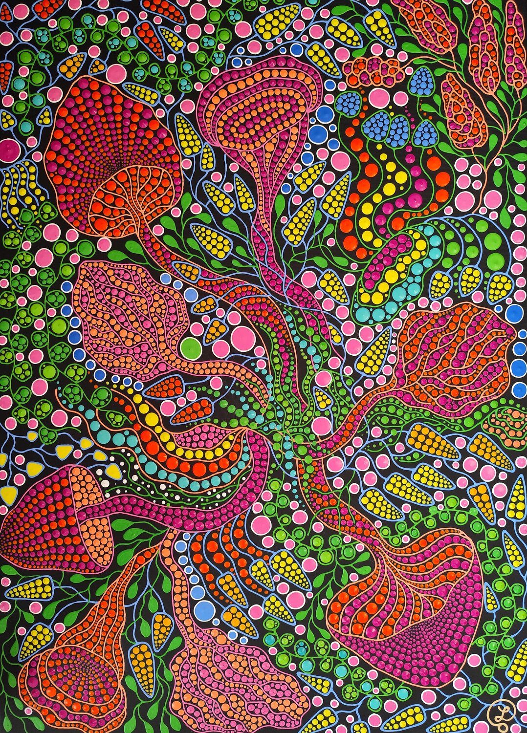 Mushrooms Forest Oxana Lazari Original painting for sale