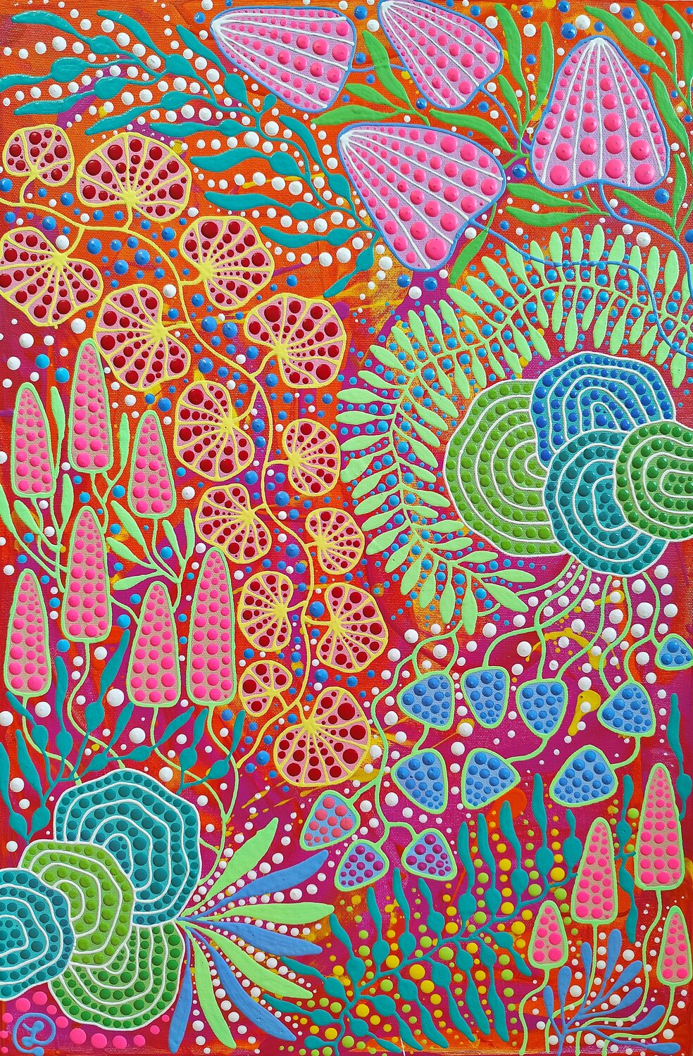 Botanical Carnival Oxana Lazari Original painting for sale