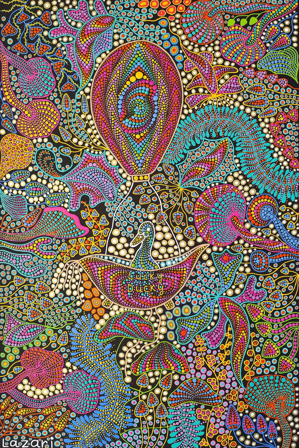 Lucky Duck in Wonderland Oxana Lazari Original painting for sale