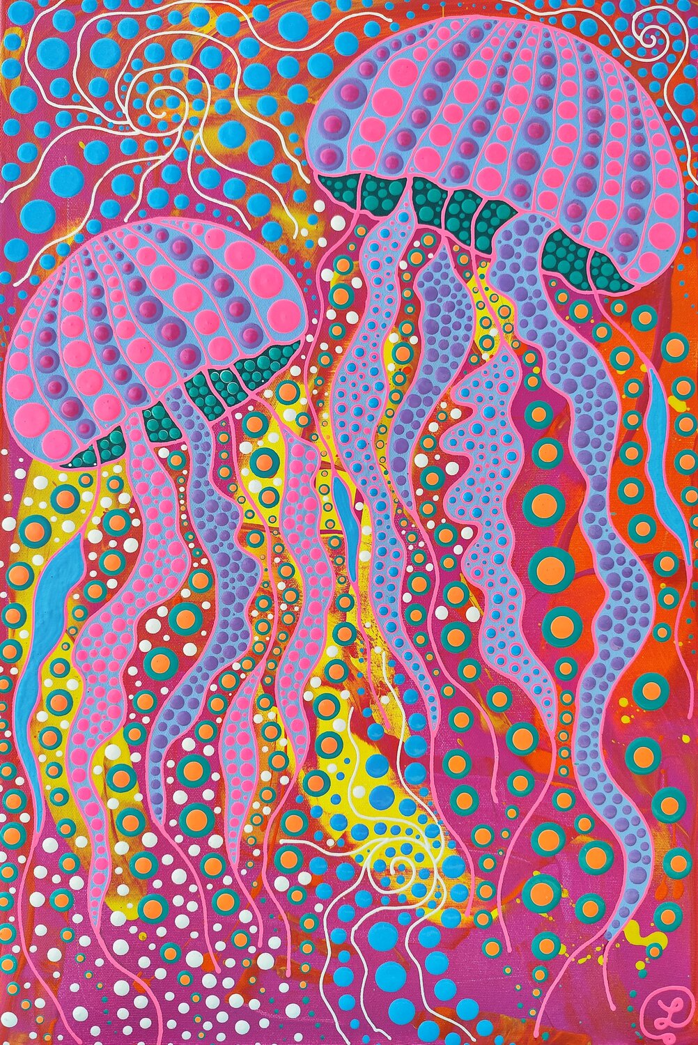 Celestial Jellyfish Oxana Lazari Original painting for sale
