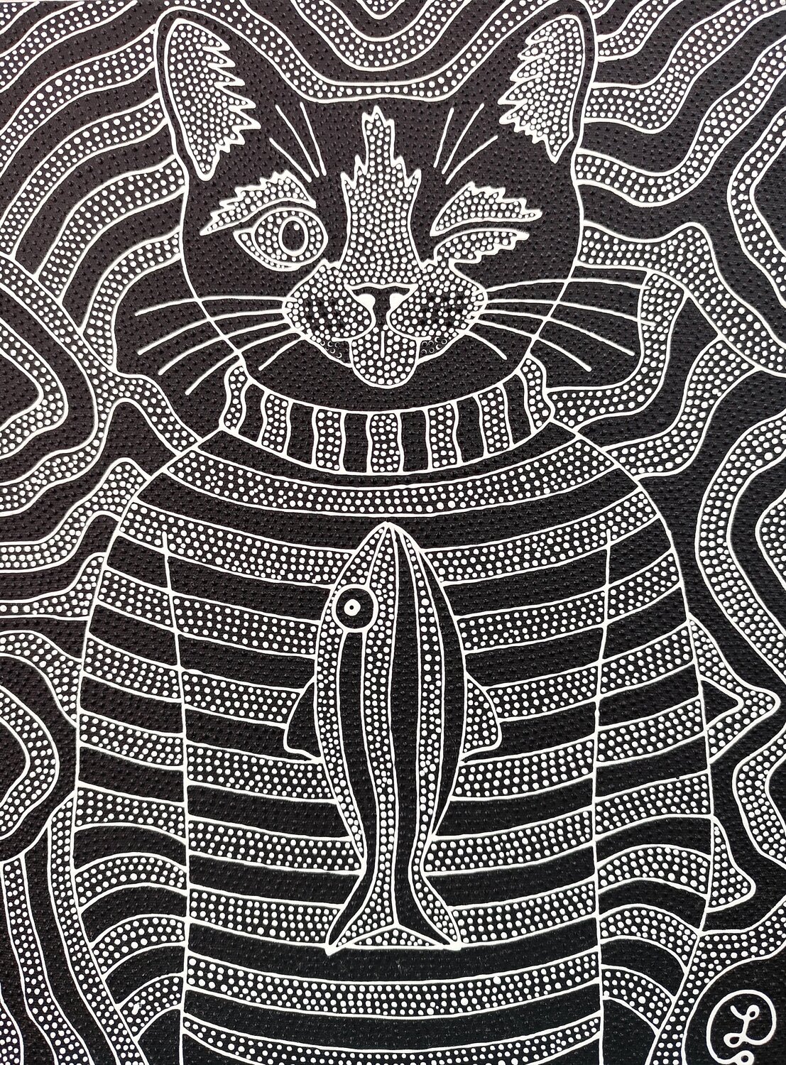 Title: Hypnotic Cat 3 Oxana Lazari Original painting for sale