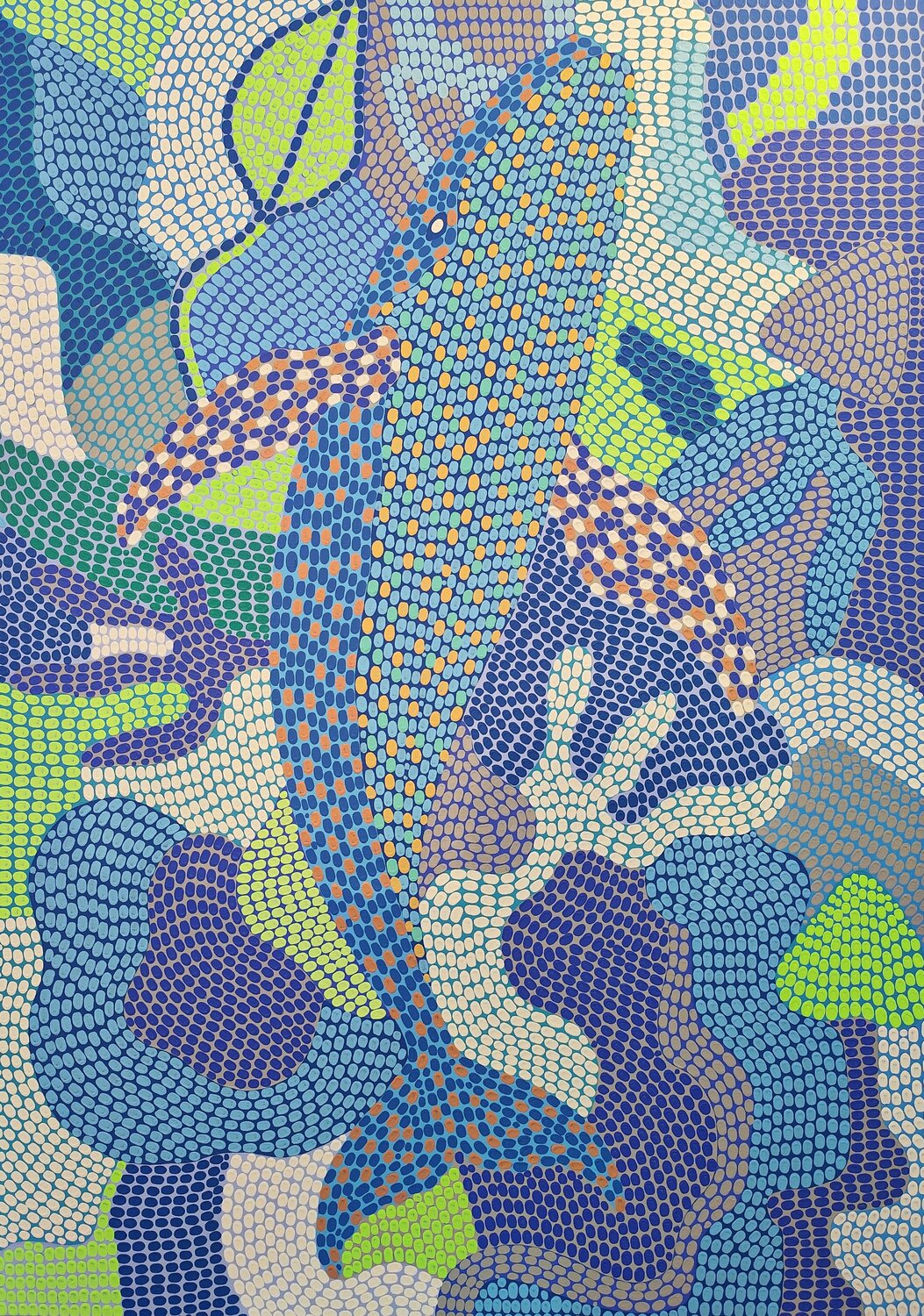 Whale in Mosaic Sea 2 Oxana Lazari Original painting for sale
