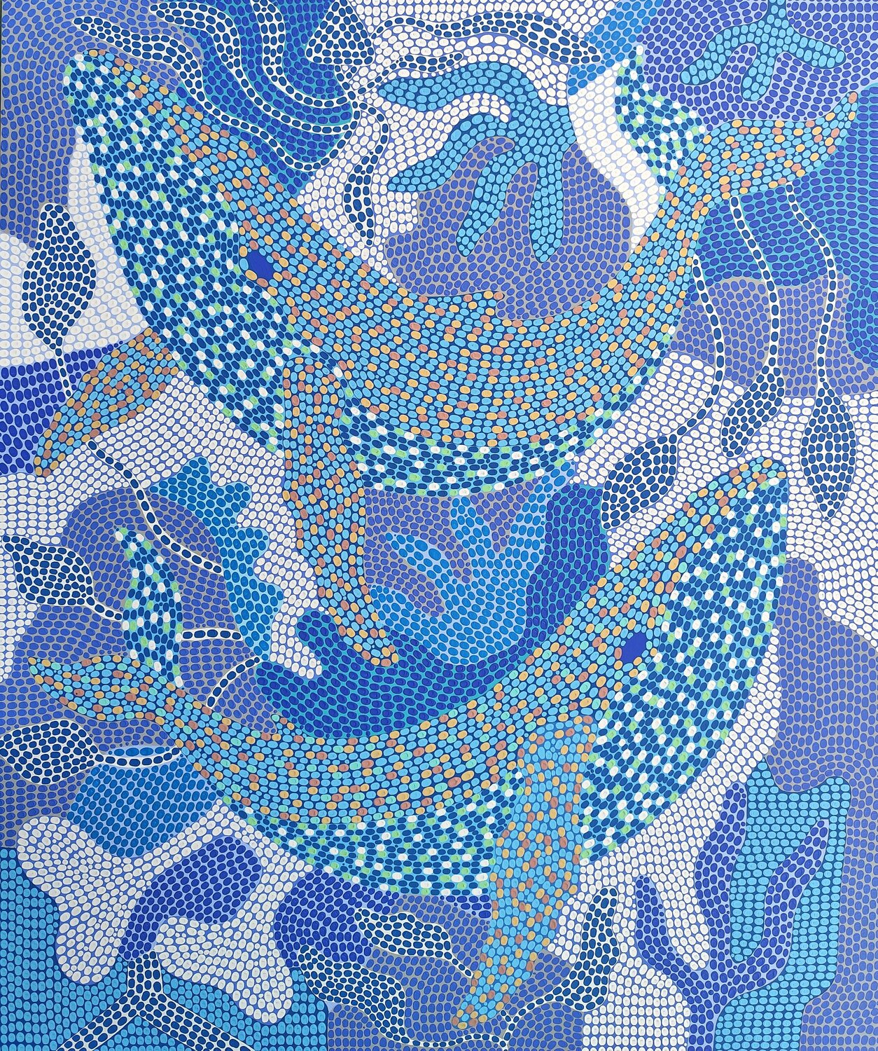 Mosaic Whales Oxana Lazari Original painting for sale