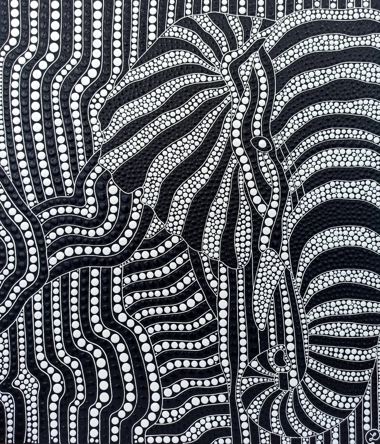 Black and White Abstract Elephant Oxana Lazari Original painting for sale