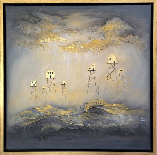 Golden rain | 3D texture by Kim Benz, Painting for Sale on Select