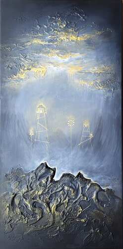 Golden rain by Kim Benz, Painting for Sale on Select