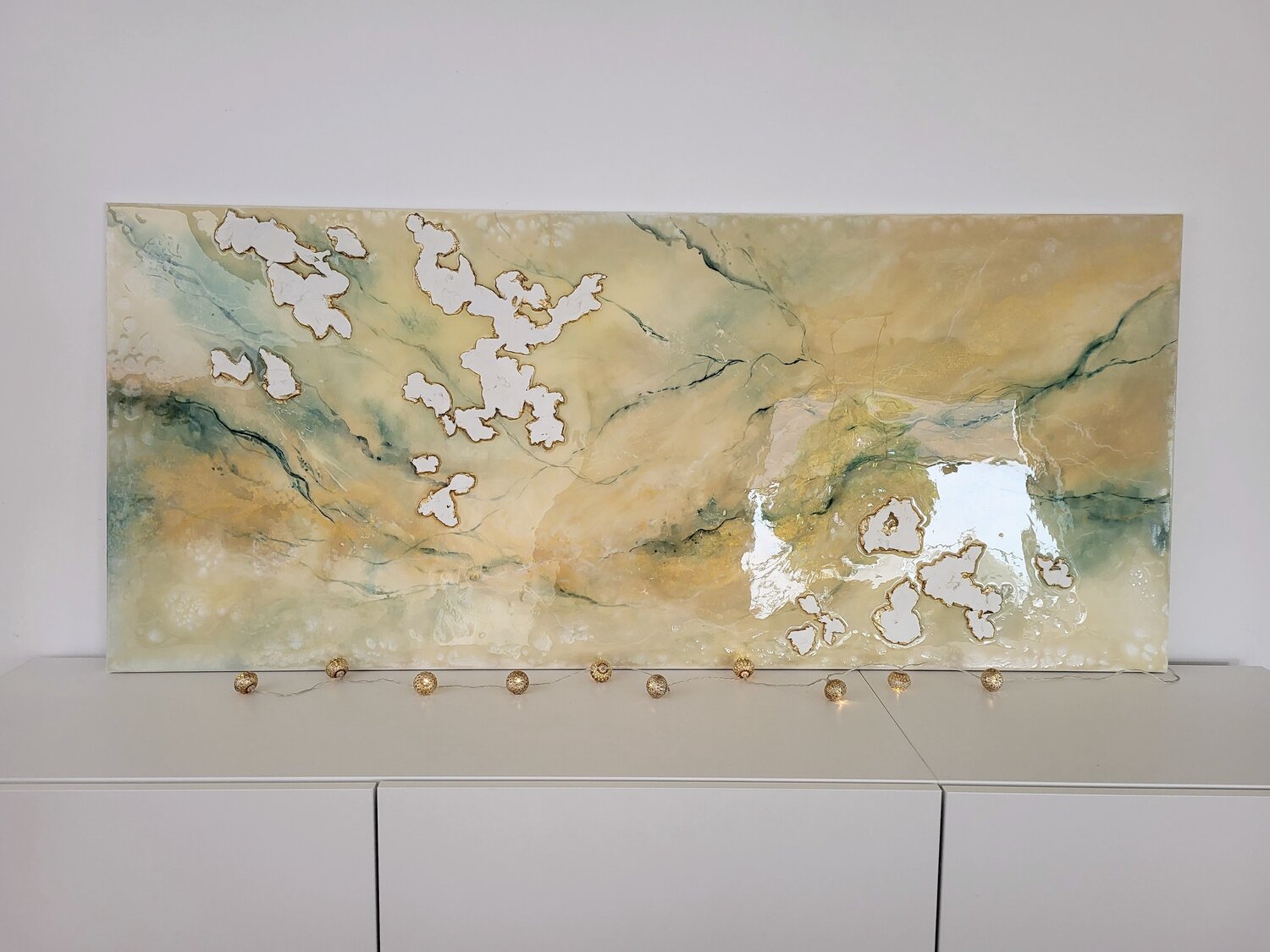"Liquid Marble, flowing Gold" Kim Benz Original painting for sale
