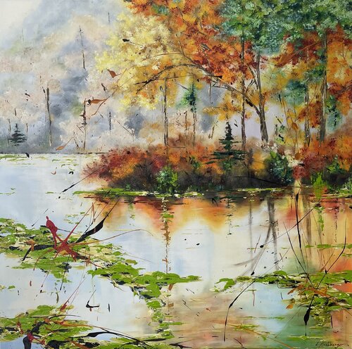 Lake in Autumn by Liliya Kirchberger, Painting for Sale on Select
