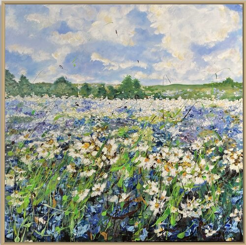 Valley with daisies and wild flowers by Liliya Kirchberger, Painting for Sale on Select