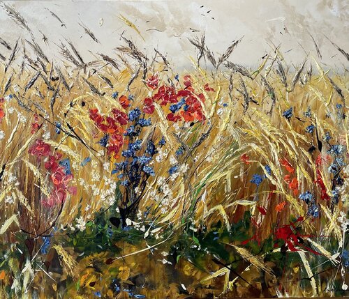 Valley with summer flowers by Liliya Kirchberger, Painting for Sale on Select