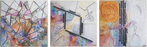 Triptych - "Spiritual play, Scenes I, II, III" by Diana Diamandieva, Painting for Sale on Select