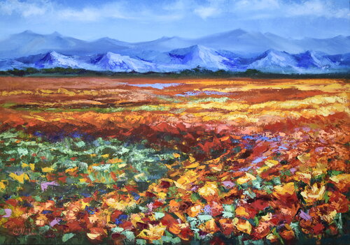 Meadow Painting. South Africa von Olga Nikitina, Malerei kaufen auf Select