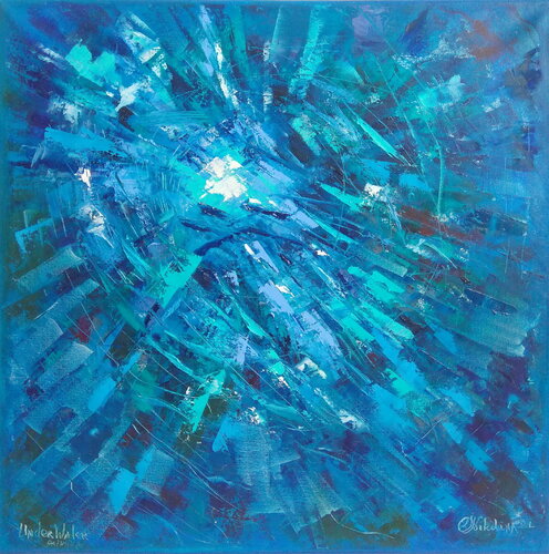 OCEAN MOTION UNDERWATER PAINTING was created underwater at the depth of 14.6 meters by Olga Nikitina, Painting for Sale on Select
