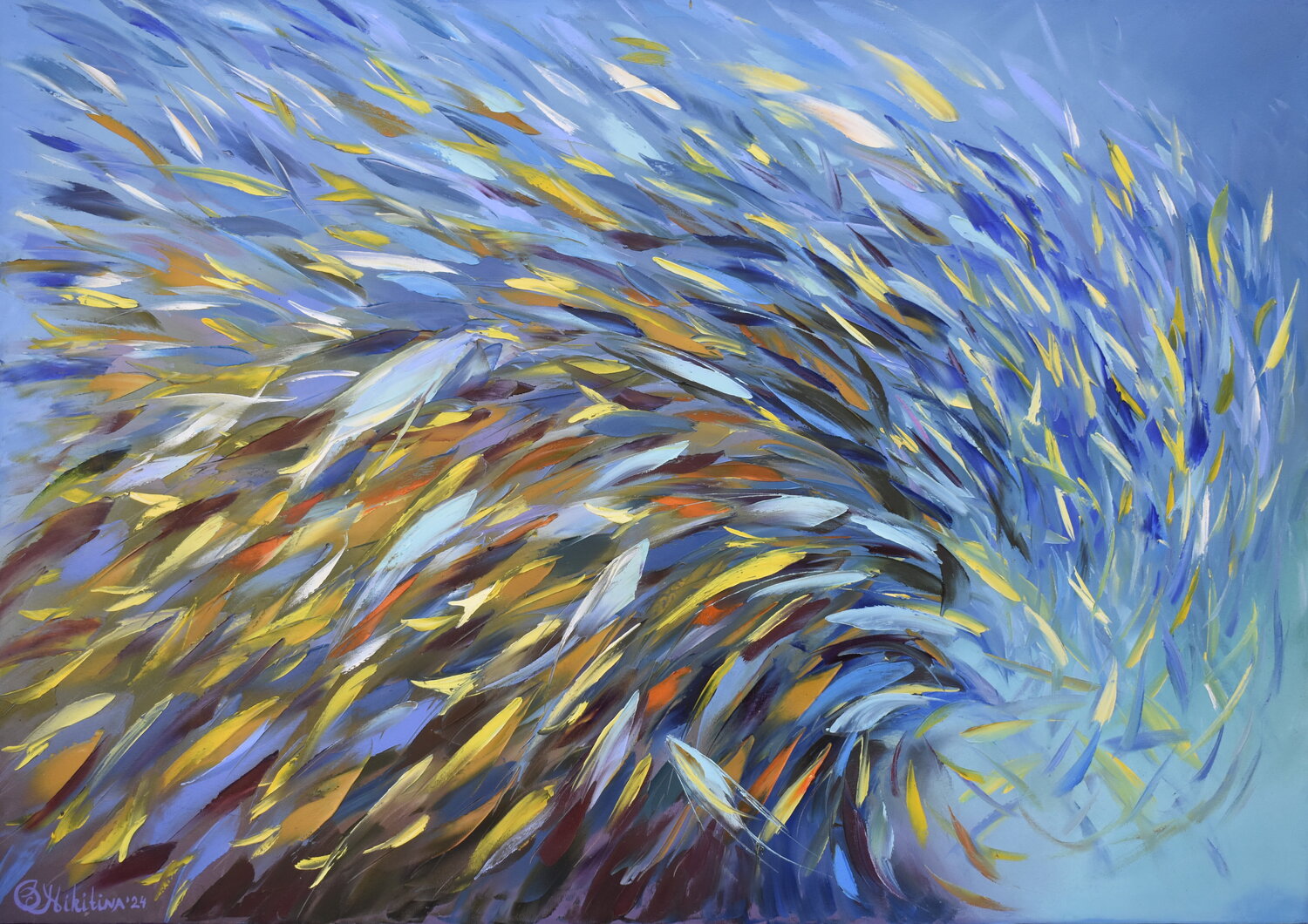 Tropical School of Fish Olga Nikitina Original painting for sale