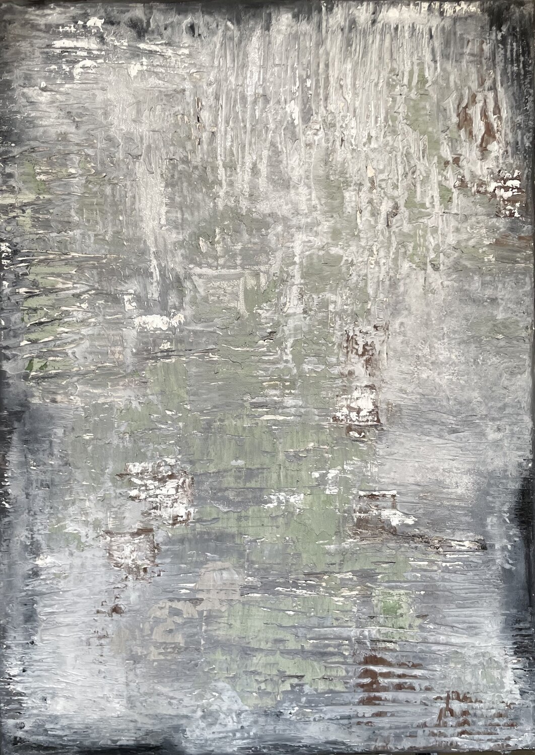 Palimpseste — Green Mist 1 Laurence Thomas-Thiebau Original painting for sale
