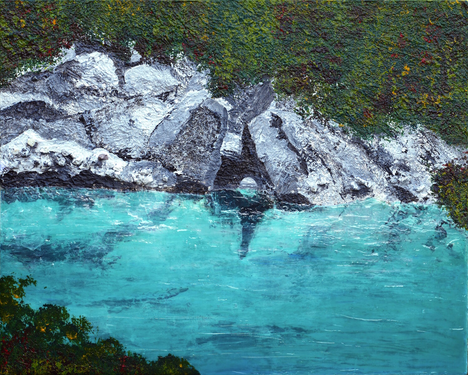 Hokitika Gorge - Spiegelungen Siegmar Ahlvers Original painting for sale