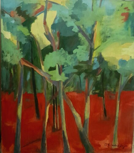 Red trees by Ana Castro Feijoo, Painting for Sale on Select