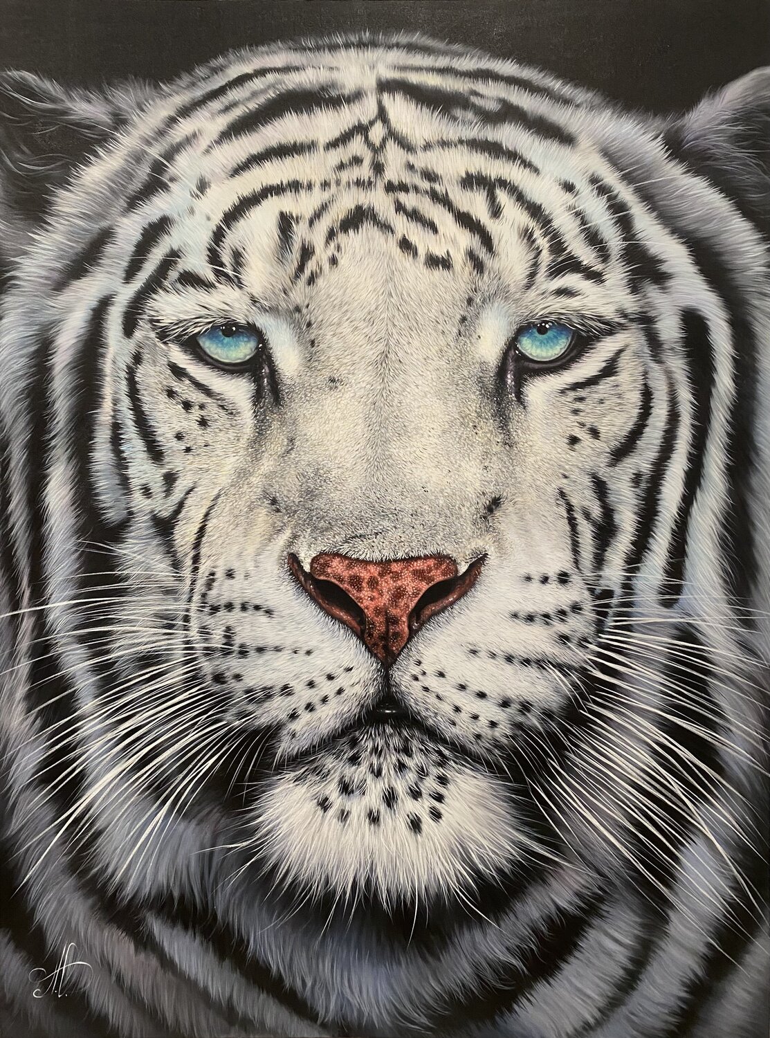 White Tiger Artak Galstyan Original painting for sale
