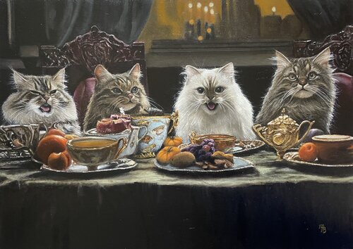 Mischievous Cats by Maria Arias, Painting for Sale on Select