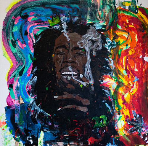 Bob Marley gets high by Michael "MiKu" Kuhn, Painting for Sale on Select