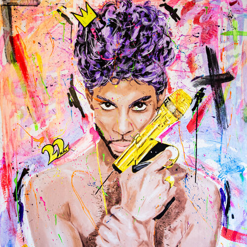 Do it like Prince did. Make music, not war. by Michael "MiKu" Kuhn, Painting for Sale on Select
